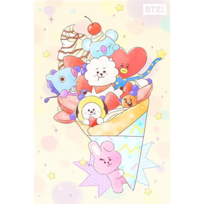 BT21
Van Koya RJ Shooky Mang Chimmy TATA Cooky