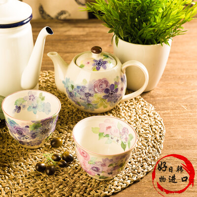 日本进口和蓝ceramic 蓝美浓烧陶瓷茶壶茶杯三件套礼盒装花工房