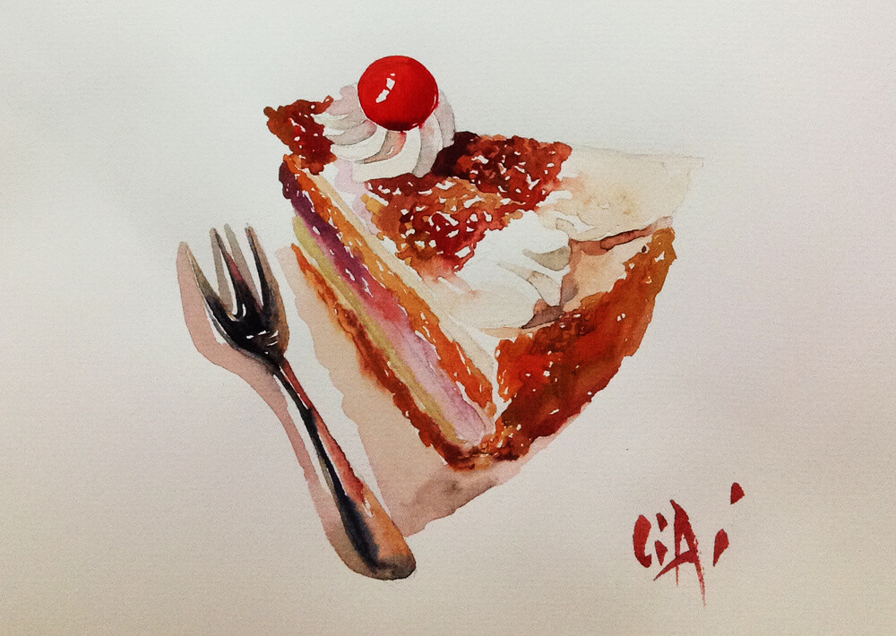 【水彩美食插画】作者：李艾水彩