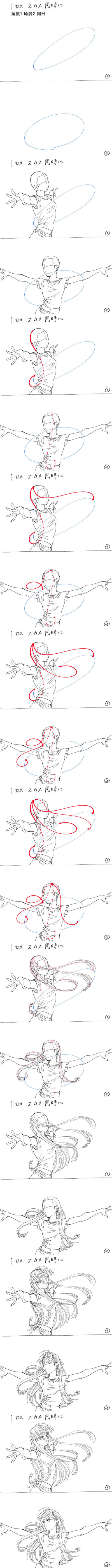 超好懂的飘舞头发步骤，作者えびも