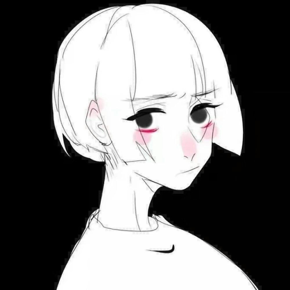 【动漫女头】背景黑 傲娇 脸红 短发少女