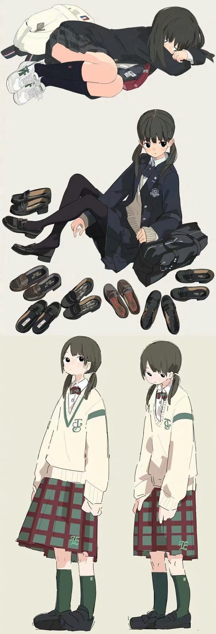 素材绘画jk校服