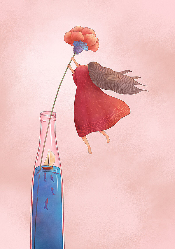 一朵摇曳的花_插画_Nablue-原创作品_站酷