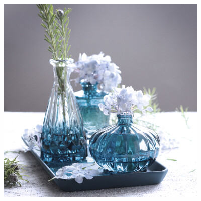 WOOKEN水晶玻璃MINI迷你精致厚重小花瓶渐变色水培花瓶干花花器