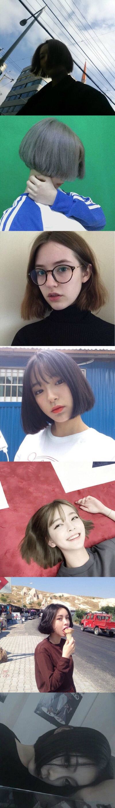 cool gril必备短发造型，各种发型发色都有，你喜欢哪款[小黄人高兴] ​ ​​​