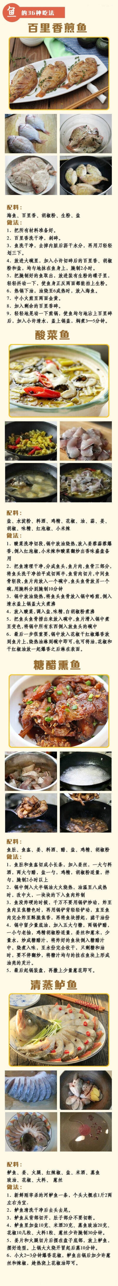 【鱼的36种做法】鱼的营养丰富，食之味美，是饭桌上必不可少的一道菜！喜欢吃鱼的快转走，够你吃上一个月了！[挤眼] ​