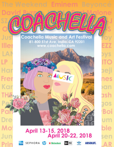 音乐节+Coachella+海报+Illustration+Ai+插画+平面设计+人物+