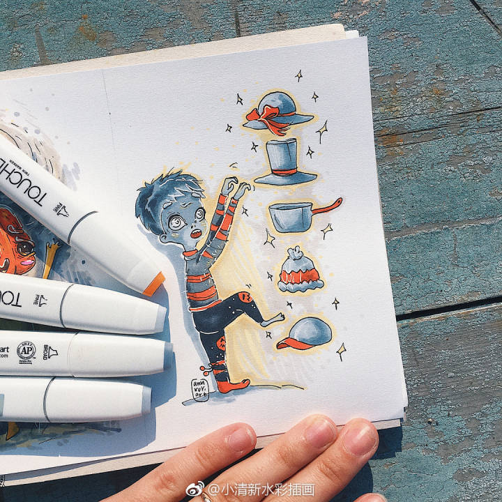 马克笔 插画 ins：ann.kur ​ ​​​