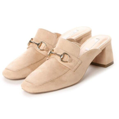石川家 日本设计日系复古英伦包头小方头中跟女鞋懒人拖鞋穆勒鞋