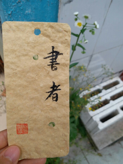 自己做的花草纸
刘睿写的字