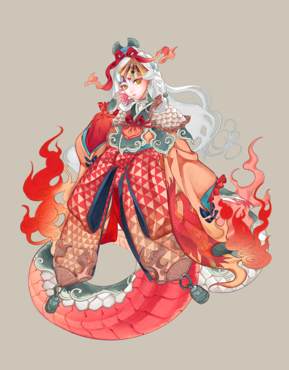 阴阳师式神皮肤设计 百绘罗衣 清姬 绘师:やや丸なノラすけ(pixiv id=