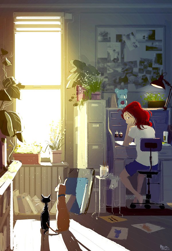 Pascal Campion，法裔美国人，插画师，现居旧金山，他的作品温馨浪漫，以轻盈温软的笔触刻画现代都市的优雅，少男少女间的浪漫，家庭的温馨，以及自然间的童真与快乐。