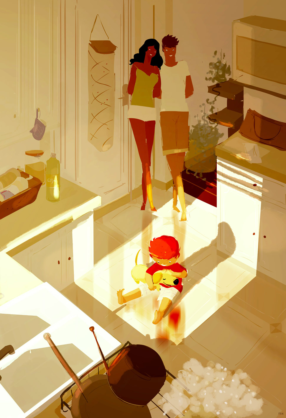 Pascal Campion，法裔美国人，插画师，现居旧金山，他的作品温馨浪漫，以轻盈温软的笔触刻画现代都市的优雅，少男少女间的浪漫，家庭的温馨，以及自然间的童真与快乐。