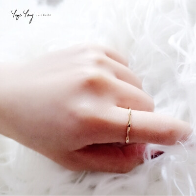 YaqiuYang原创设计轻奢S925纯银镀金莫比乌斯环花朵简洁戒指指环