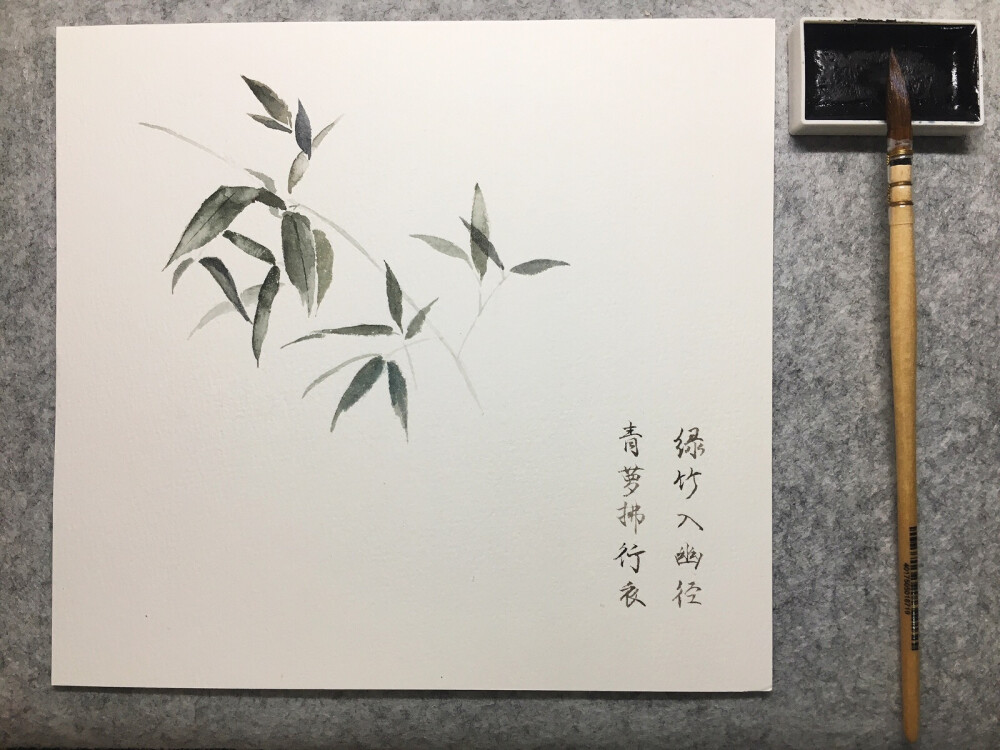 水彩，竹子，绿色