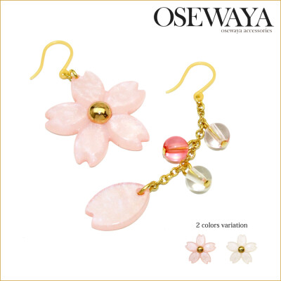 osewaya 甜美 樱花 花瓣 不对称树脂耳饰 耳坠