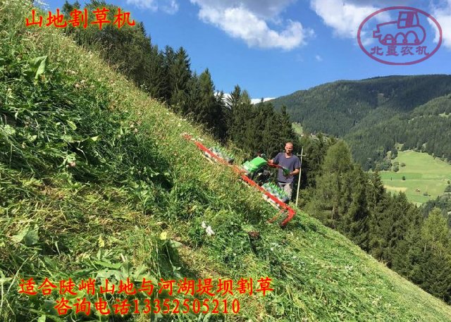 丘陵山地水草丰美，是发展畜牧饲喂的优质饲料，但苦于坡度太大，收割时安全无法保证，一直采用人工收割，效率低、成本高。这款进口的山地割草机适合陡峭山地割草作业，以及国内河湖堤坝杂草清理。