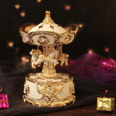 JARLL水晶球八音盒创意天空之城精品生日礼物摆件旋转木马音乐盒