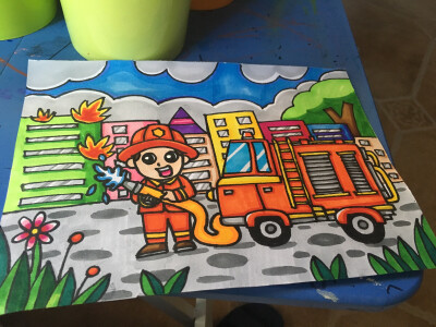 儿童画消防