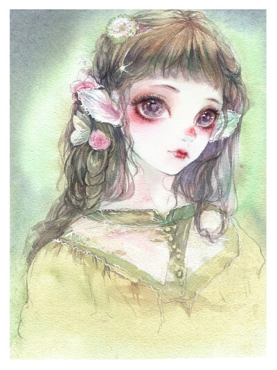 #少女#水彩#插画# 插画师：花音汐予