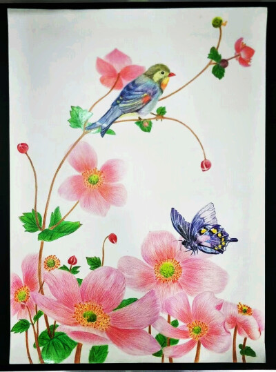 临摹飞鸟乐花鸟图《相思秋牡丹》