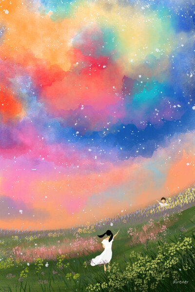 @迪人儿
喜欢你的时候天空都是彩色的✨
原创，晚安、卡通插画