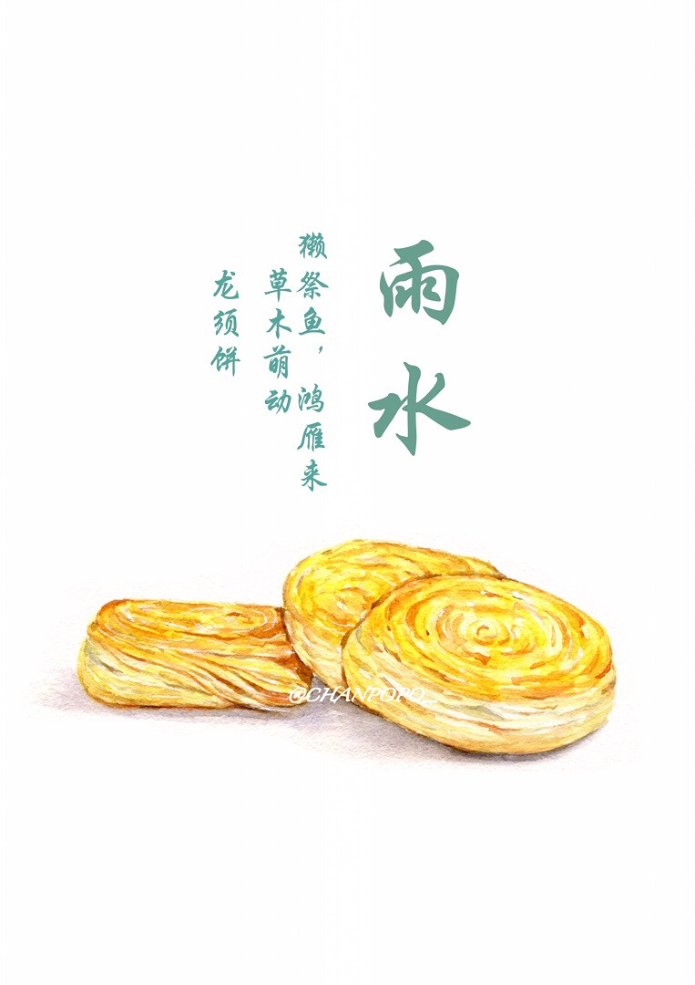 水彩 手绘 美食 插画 小清新 二十四节气