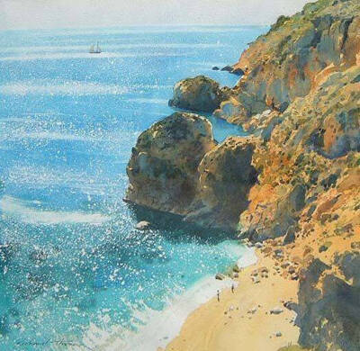 夏天的那片海。作者：英国水彩画家Richard Thorn ​​​​