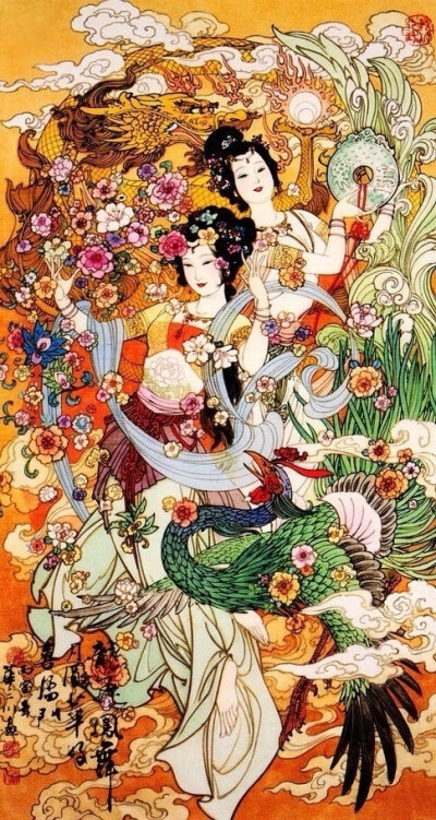 《轻舞霓裳》仙女工笔画，作者：画家华山川（1930—2004） ​ 