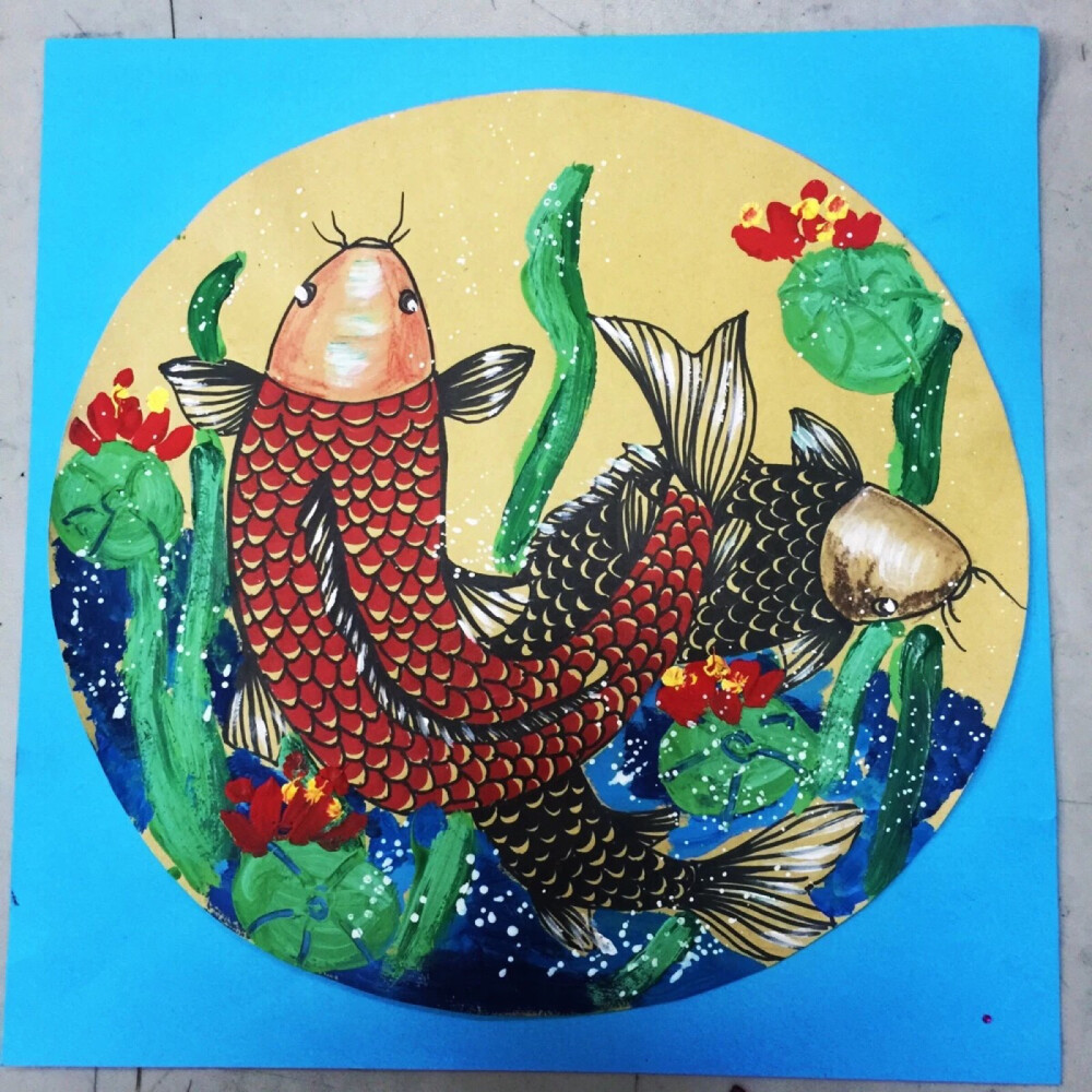 创意儿童画，粘贴画，水彩画，多元素画，重彩