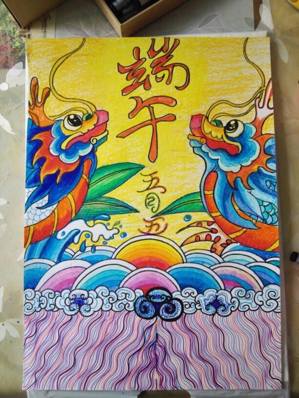 创意儿童画，粘贴画，水彩画，多元素画，重彩