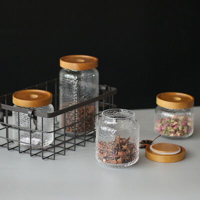 达物志锤目纹玻璃储物罐咖啡茶叶密封罐厨房杂粮储藏收纳瓶子透明