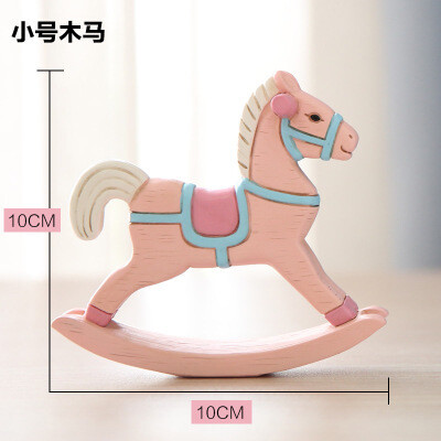 小木马摆件创意家居工艺品树脂影楼摄影摆放道具儿童卡通生日礼物
