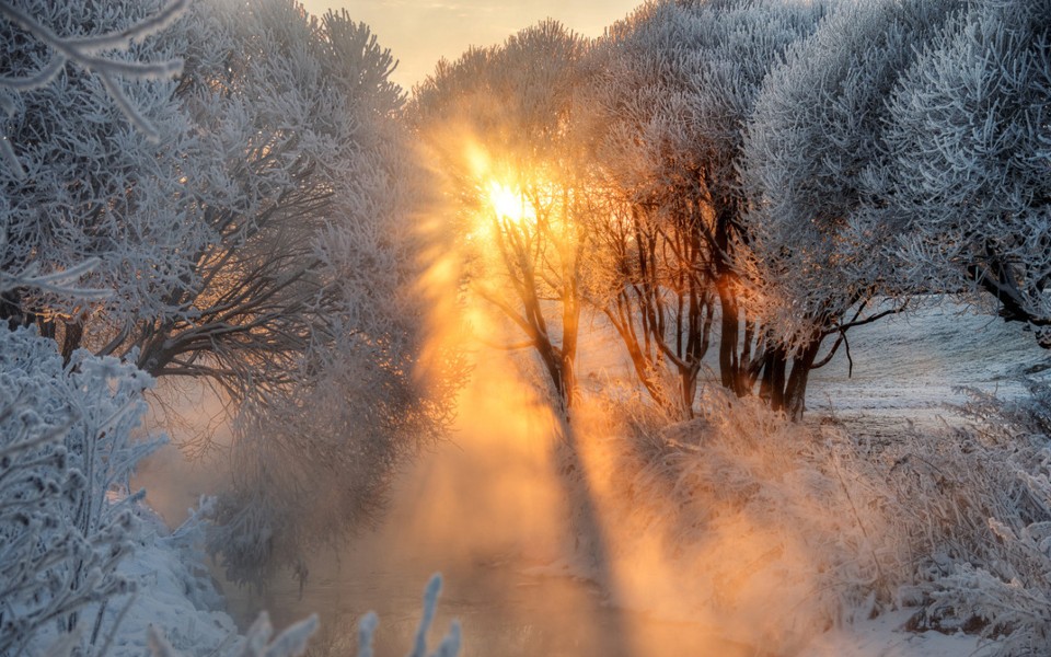 雪后的圣彼得堡唯美桌面壁纸图片。整个圣彼得堡笼罩着白雪，唯美迷人的自然风景，