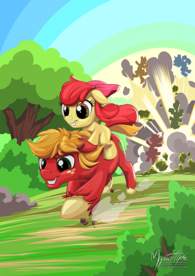 Big Mac and Apple Bloom's Race to Finish by mysticalpha