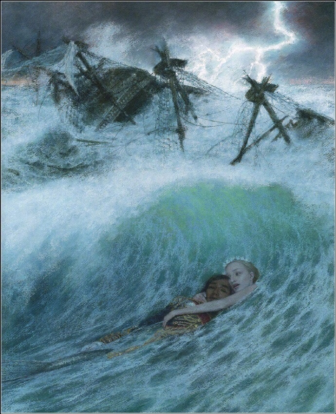 童话绘本《小美人魚The Little Mermaid》，构图很高级了 / 英国插画家 Christian Birmingham ​​​​