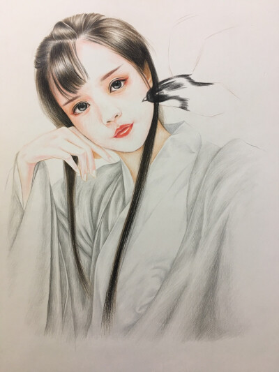 除却巫山不是云彩铅画古风美女（转载注明出处）