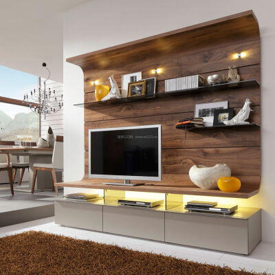 2018现代家装背景墙置物架