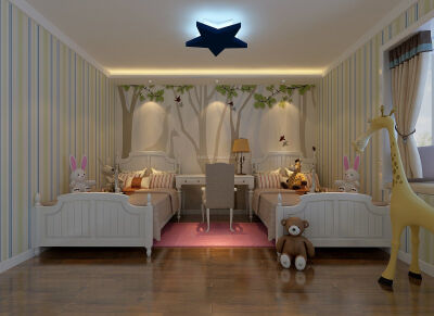 宜家儿童房背景墙装修效果图