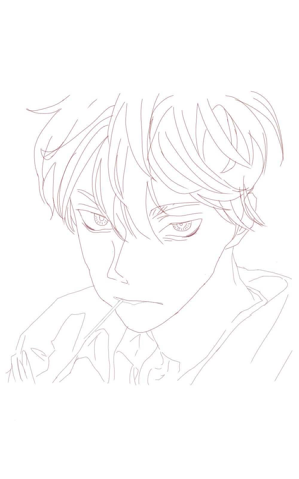 自描/女头/男头/动漫/线条/粉色/红色/口红人物/帅气日常打卡绘画