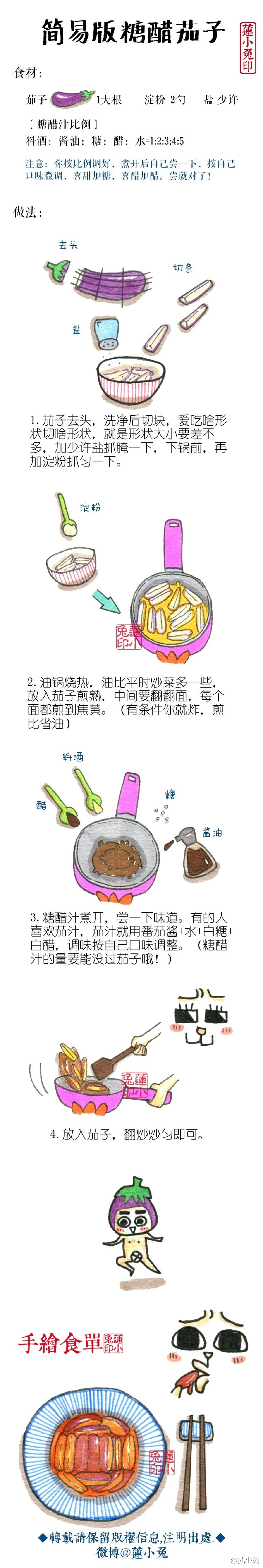 莲小兔 手绘系列美食——糖醋茄子