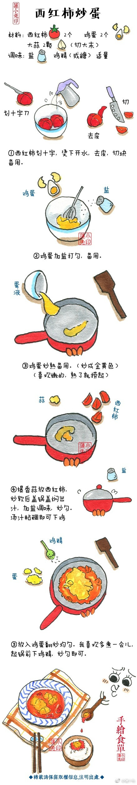 莲小兔 手绘系列美食——西红柿炒蛋