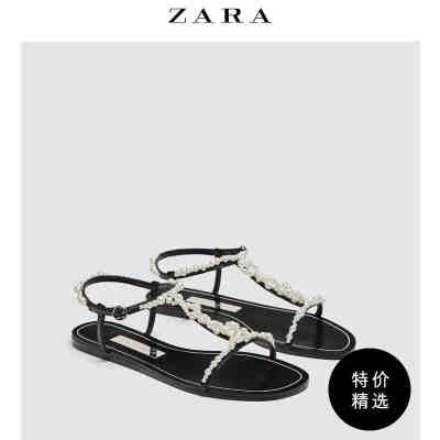 ZARA 女鞋 珍珠装饰凉鞋 12628301040