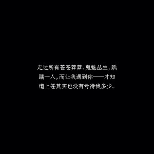 走过所有苍苍莽莽、鬼魅丛生，踽踽一人，而让我遇到你——才知道上苍其实也没有亏待我多少。
《坏道》priest