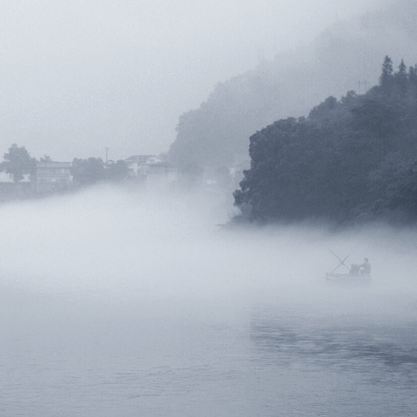 桌面 壁纸 背景 山水 雾 云 日落 江南 水墨