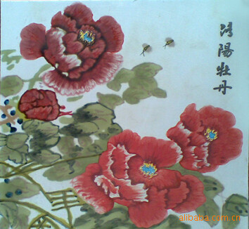 唐三彩瓷板画山水风景画无框画