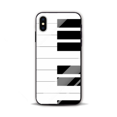 黑白钢琴简约文艺 三星S8 苹果7 iphoneX 8plus MIX2S 玻璃手机壳