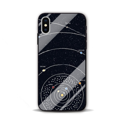 日本原宿 星空插画三星S8 苹果7 iphoneX 8plus MIX2S 玻璃手机壳