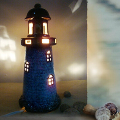 创意礼物地中海灯塔装饰灯卧室家居陶瓷暖光可爱生日温馨摆件礼品