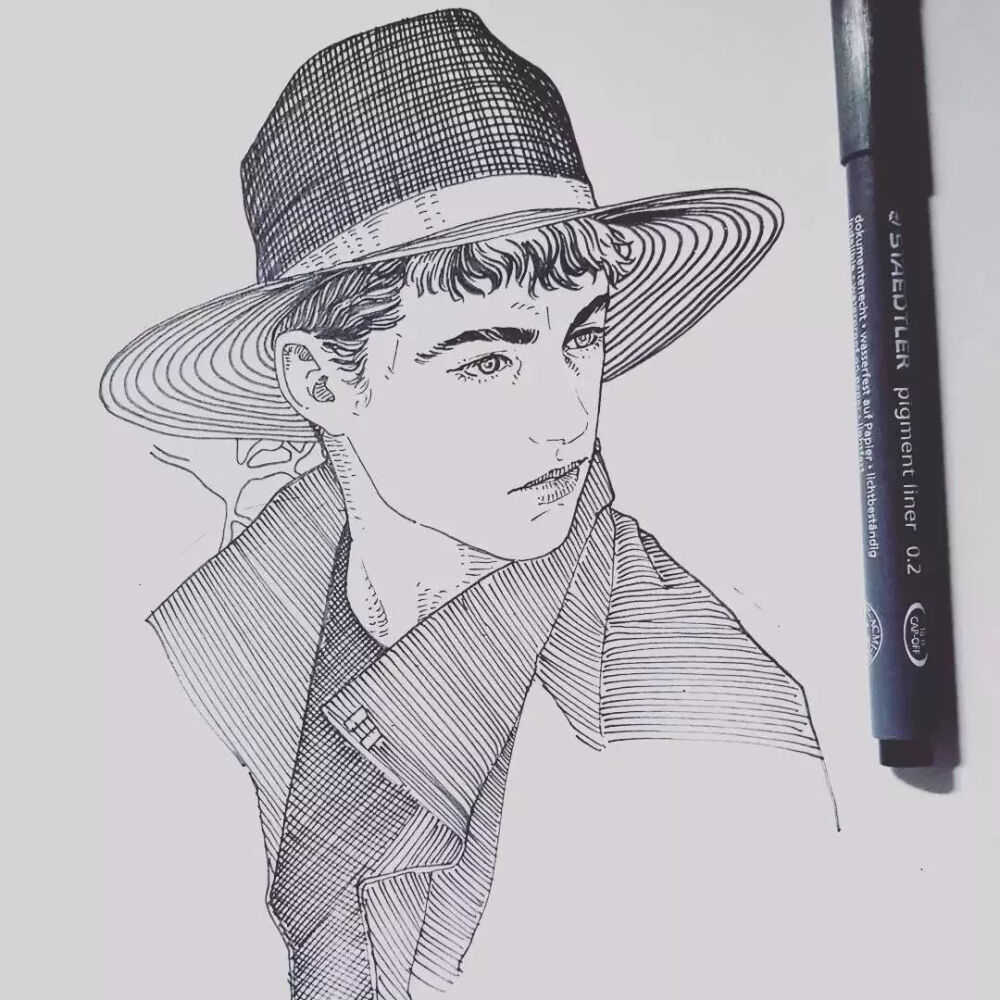 大神的速写人物黑白画